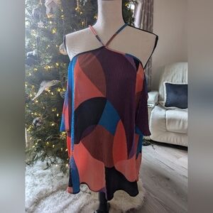 Bold elements geometric cold shoulder top